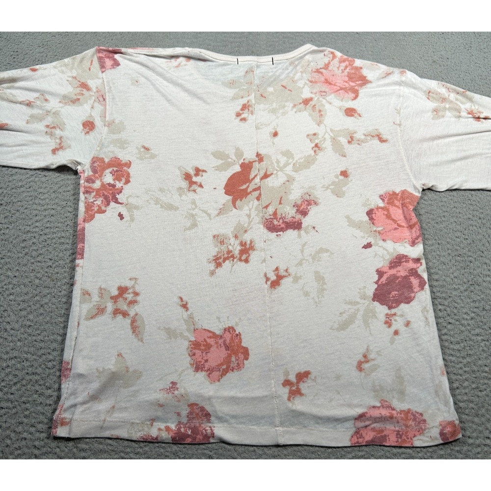 Free People Shirt Top Womens Small White Floral Oversized Semi Sheer We The Free - Picture 2 of 8